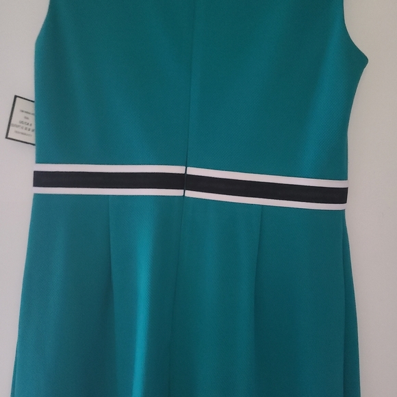 NWT NINE WEST teal midi sleeveless dress - Picture 3 of 7